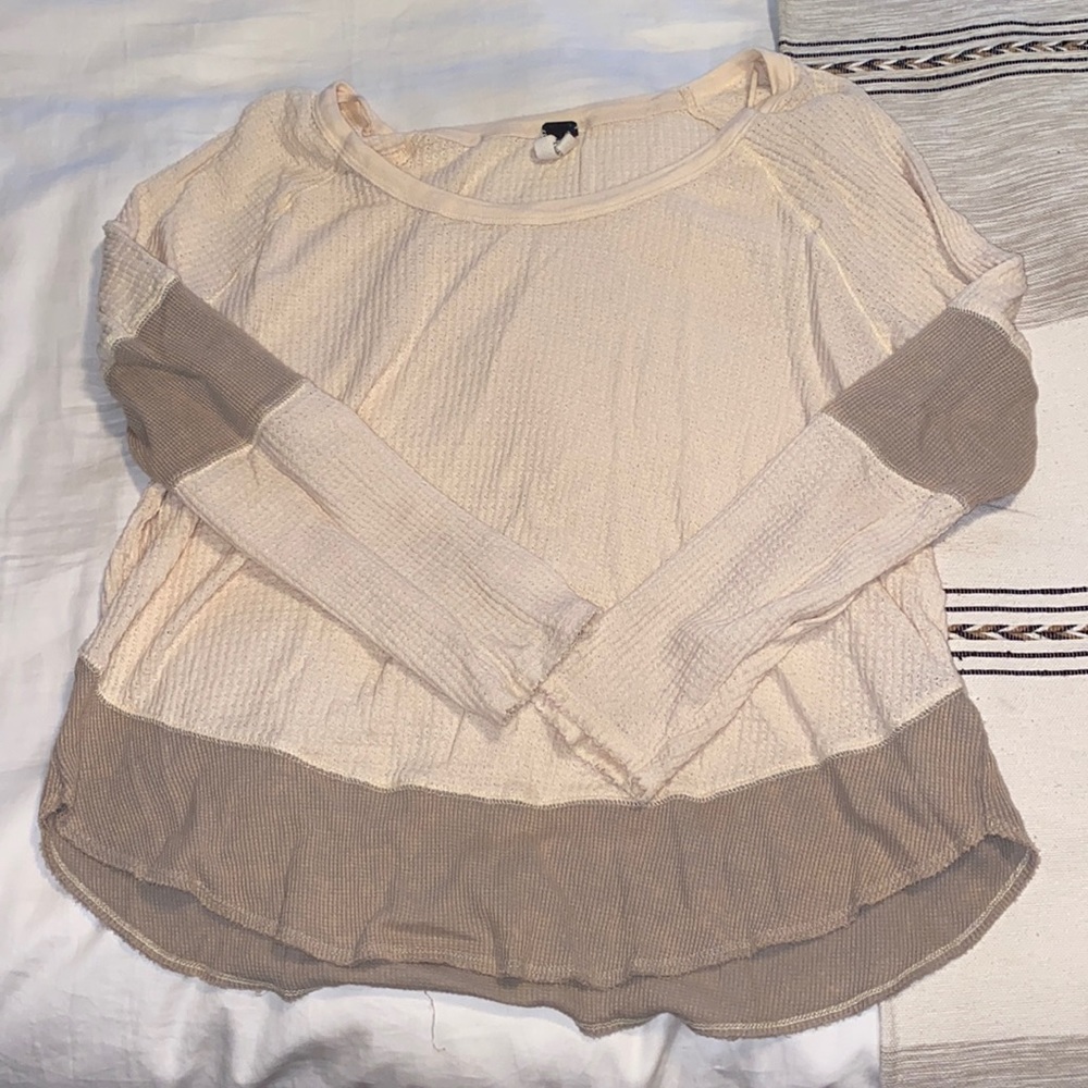 Free People Waffle-knit shirt